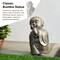 Glitzhome® 16.5" Faux Bronze Little Buddha Monk Garden Statue
